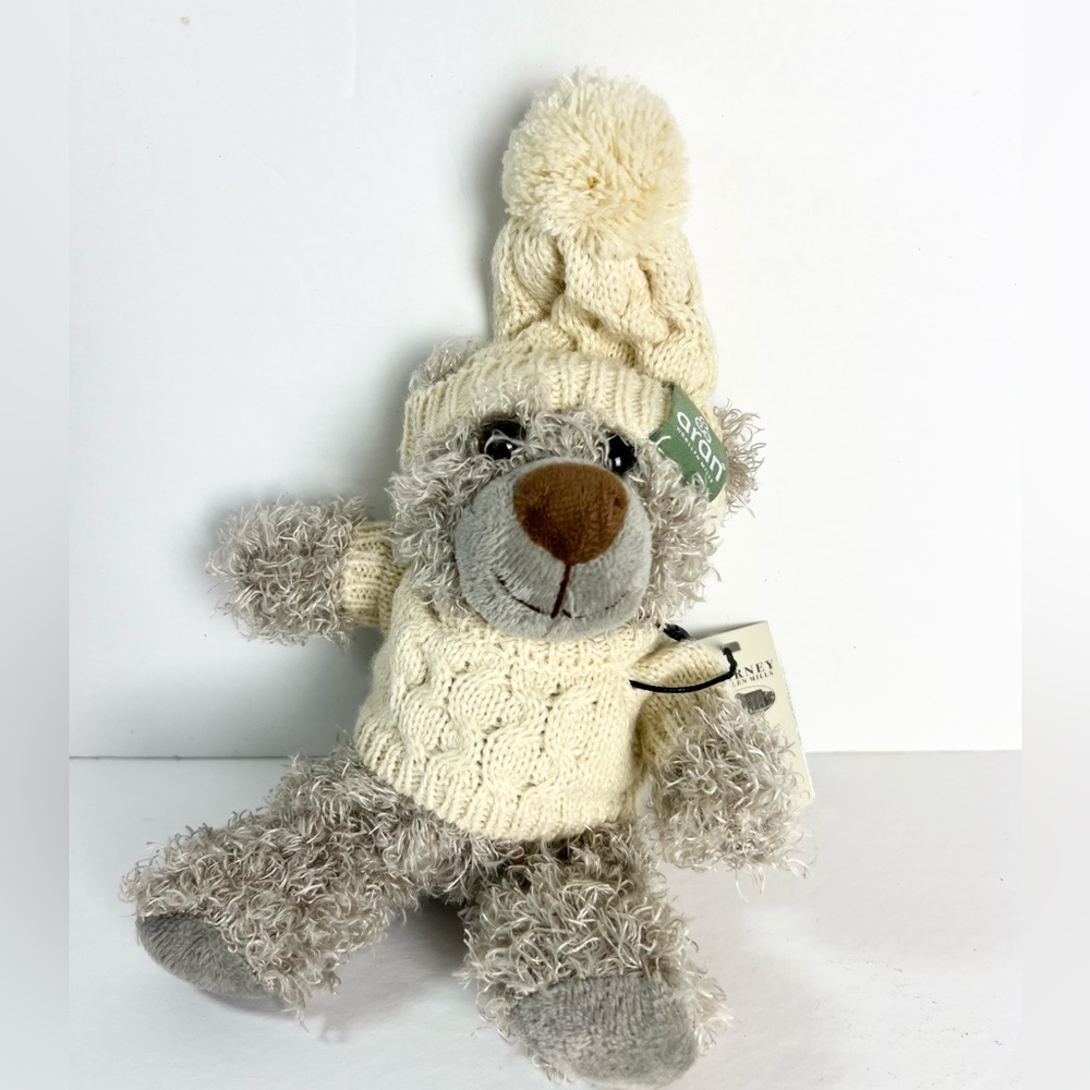 NWT Aran Woollen Mills Teddy Bear Wearing Sweater Hat Plush Stuffed Animal Irish